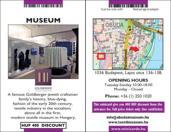 Save 400 HUF To Goldberger Museum With Minicards