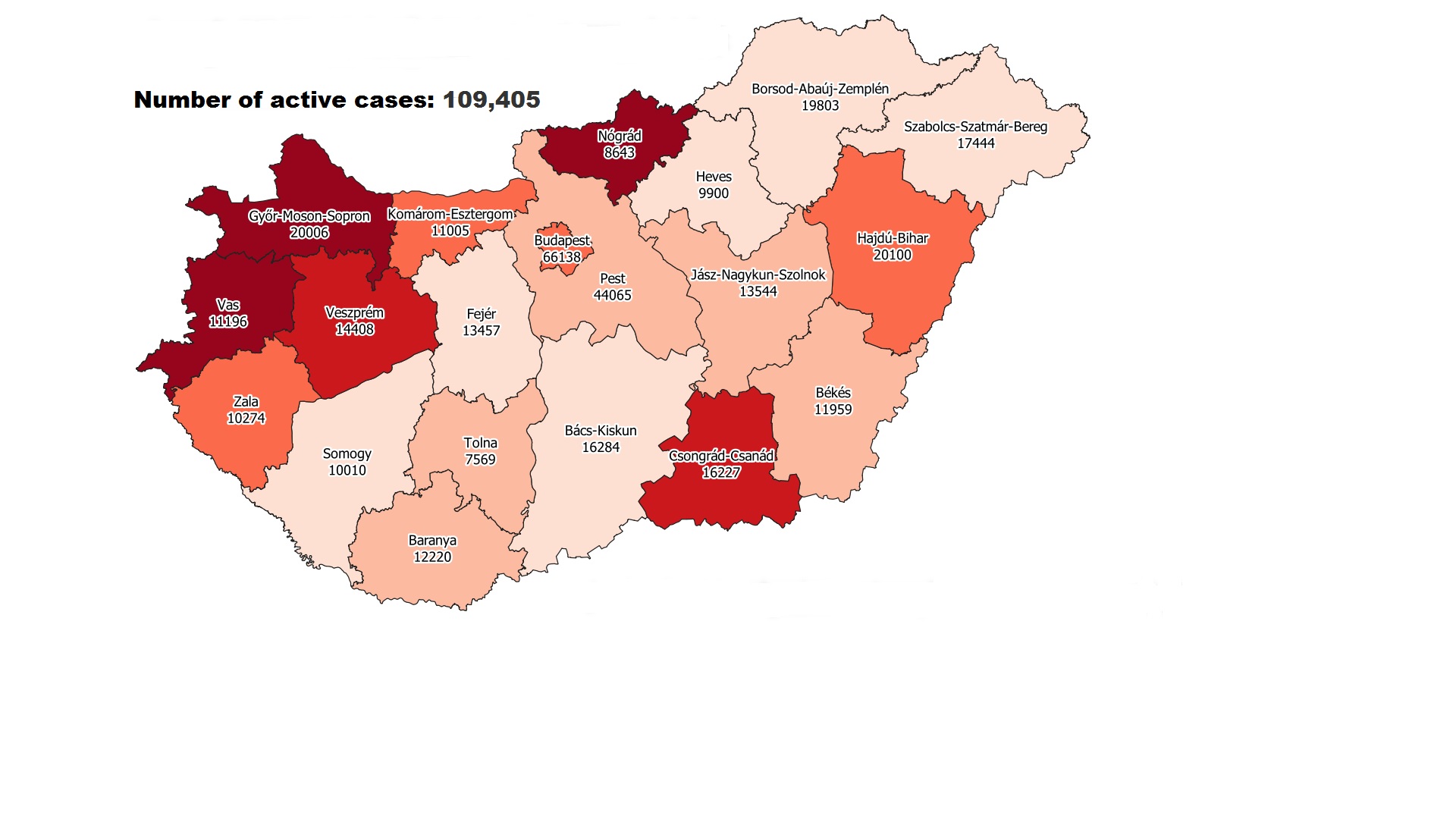 Covid Update:  109,405 Active Cases, 95 New Deaths In Hungary