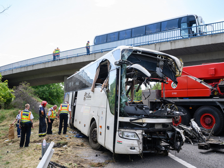 Watch: Firefighters Pull Overturned Bus Upright After Deadly Crash in Hungary