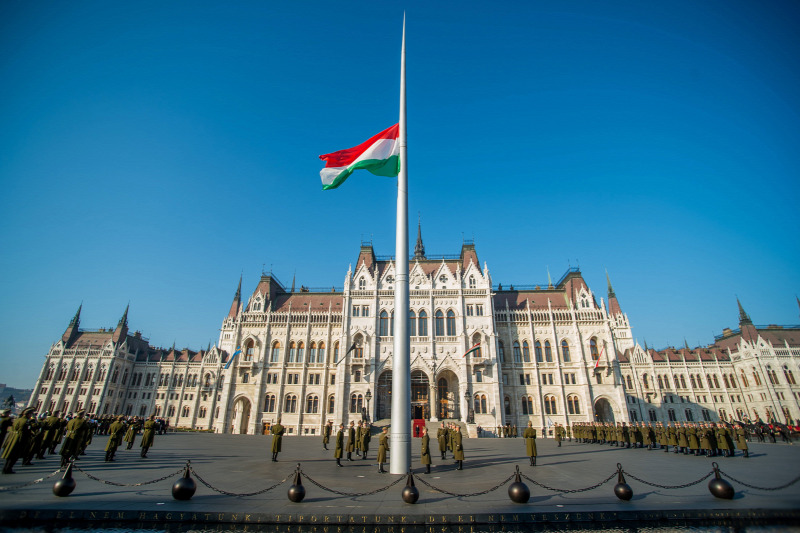 Flag Flown at Half-Mast in Front of Hungarian Parliament