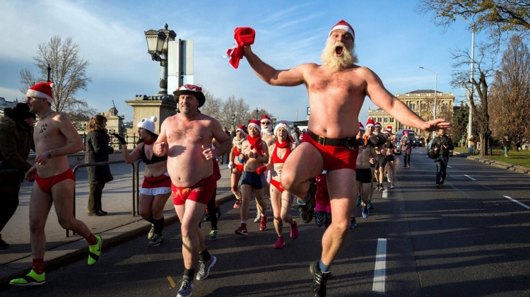 Watch: Half-Naked Hungarian Santas Run For Charity in Freezing Temperatures