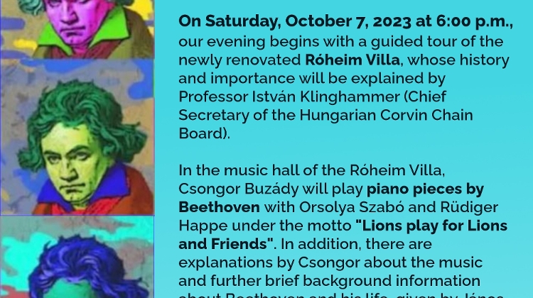 Thomas Mann All Nations Lions Club Budapest, Charity Event: Piano Musical Soiree, 7 October