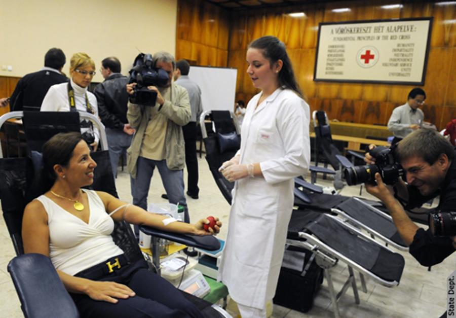 Giving Blood In Budapest To Commemorate The Anniversary Of 9/11