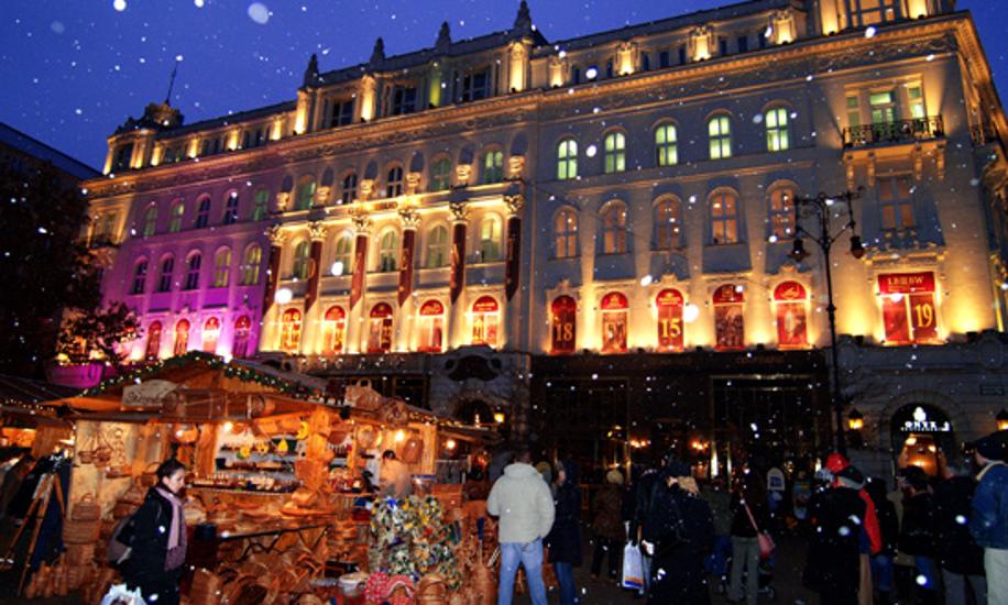 Christmas Fair On Downtown Square In Budapest