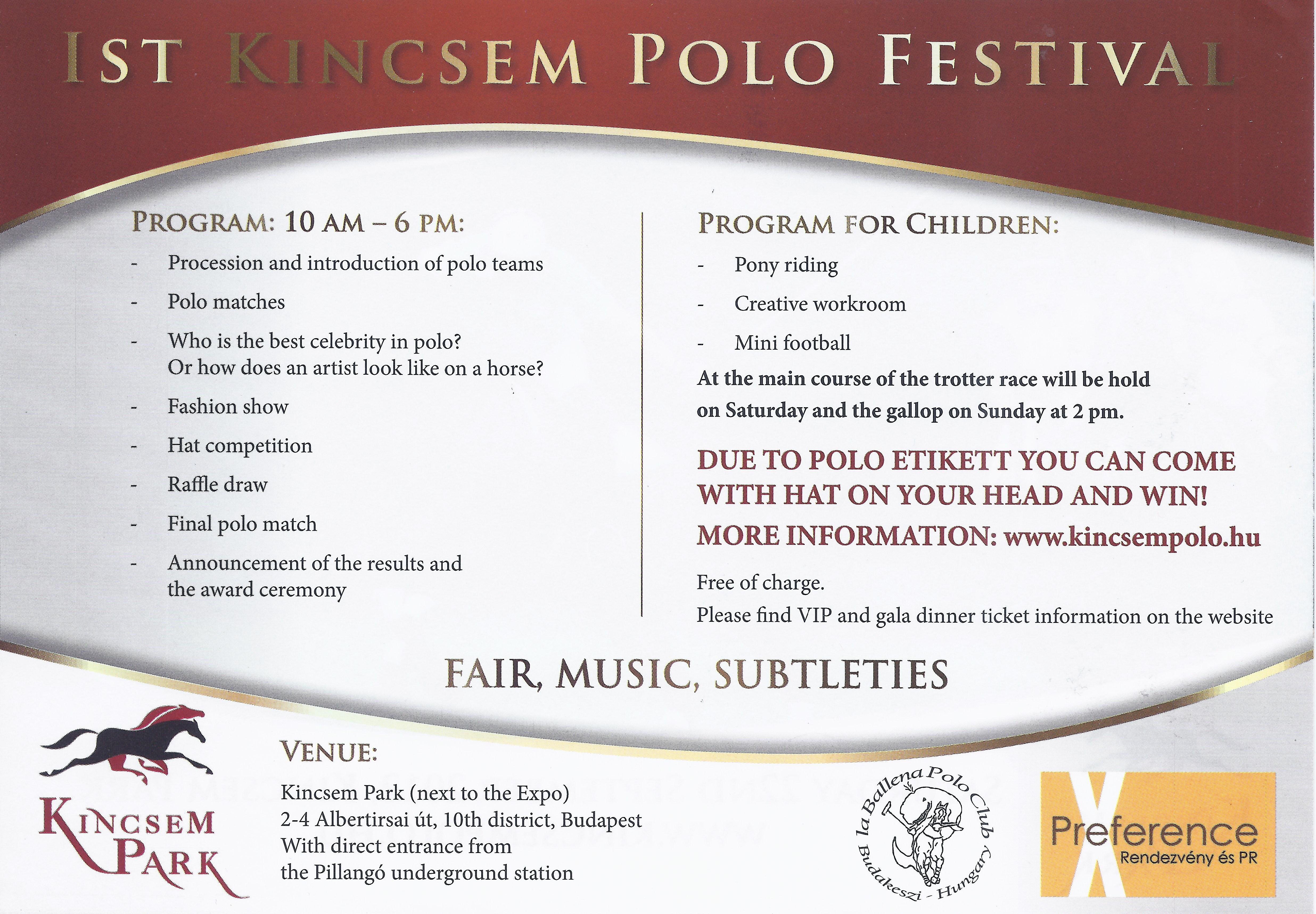 Updated: Kincsem Polo Festival, Budapest - Cancelled