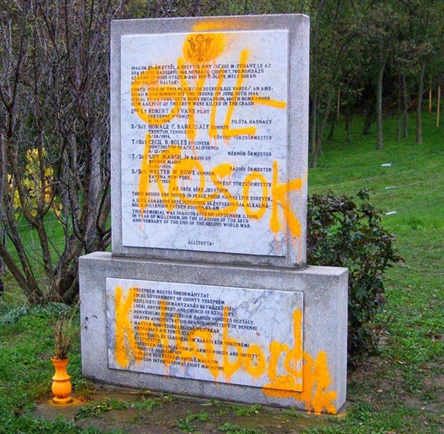 Paint Sprayed On US Pilots Memorial In Hungary