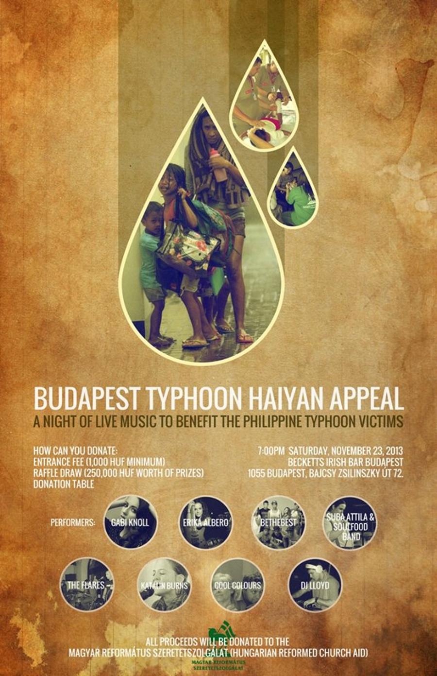 Budapest Typhoon Haiyan Appeal Concert, Becketts, On Saturday 7pm