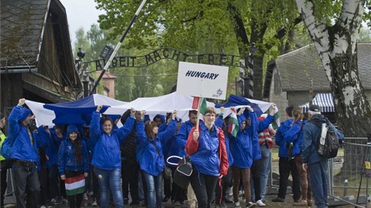 Hungarian Pilgrims At Auschwitz-Birkenau Intl March