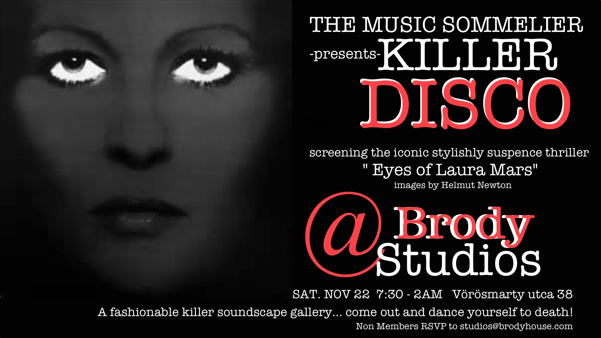 Music Sommelier Presents: Killer Disco, Brody Studios Budapest, 22 November