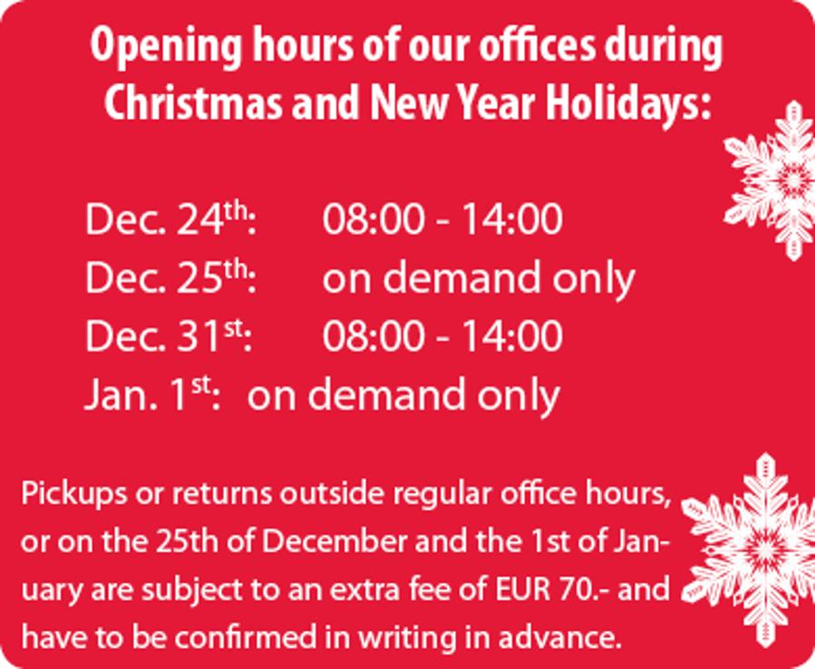 Important Information: Holiday Opening Hours @ Fox Autorent