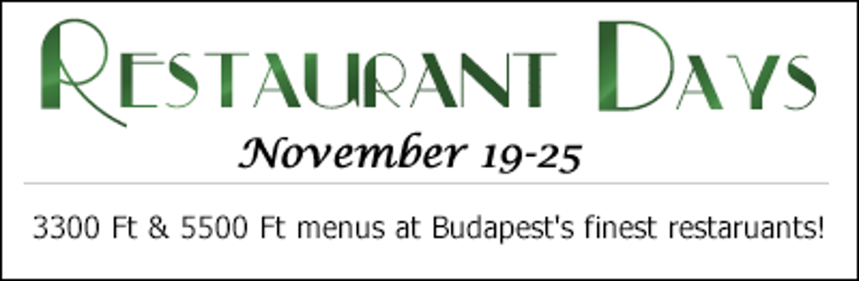TableFree Restaurant Days Budapest, 19 - 25 November