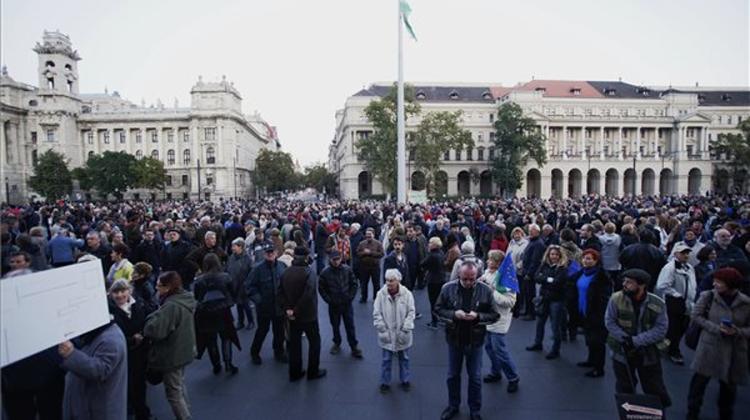Demonstrators Show Solidarity With Daily Népszabadság