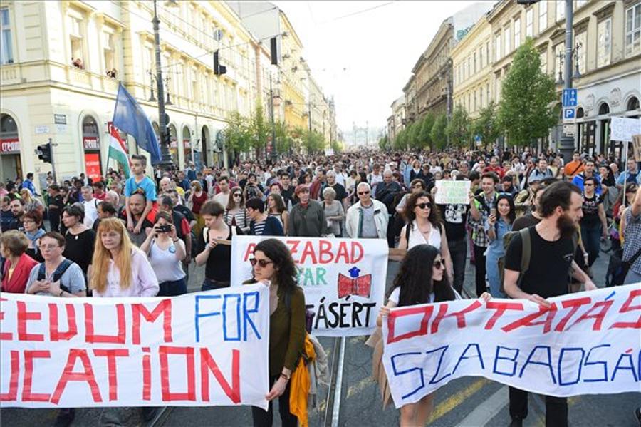 Huge Demonstration For CEU Held In Budapest