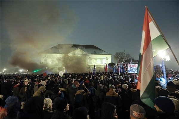 Anti-Government Demonstration Staged At Presidential Palace In Budapest