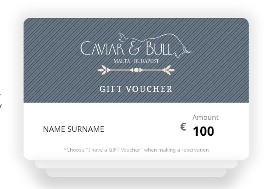 Celebration Gift Vouchers From Caviar & Bull Restaurant