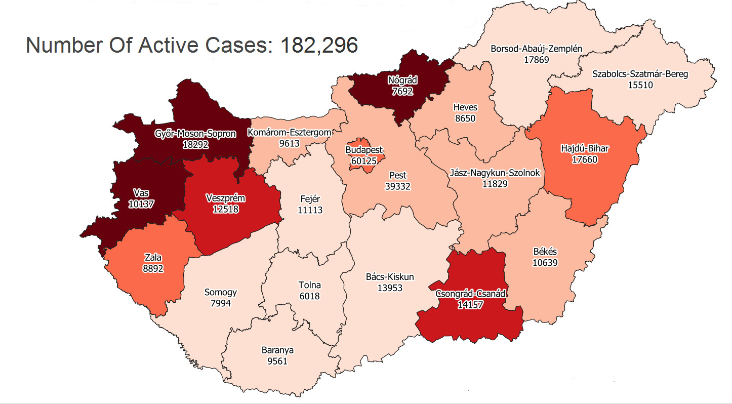Covid Update: 182,296 Active Cases, 113 New Deaths In Hungary
