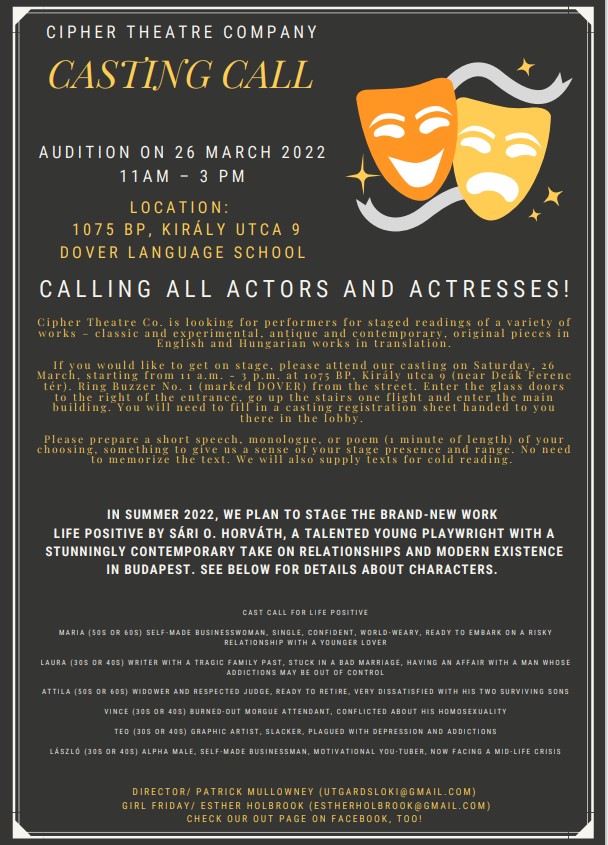 Open Casting Call, Dover Language School Budapest, 26 March