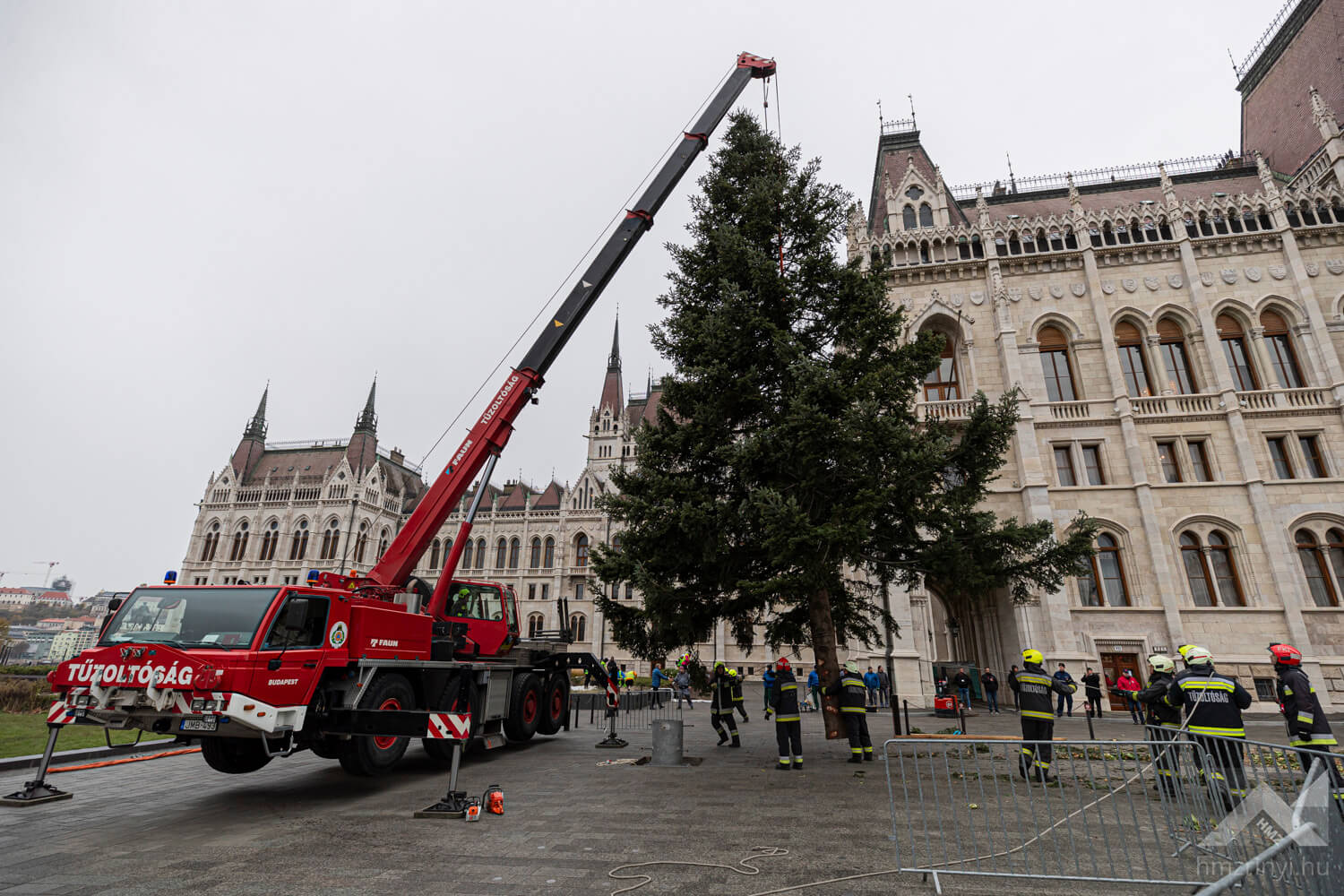Watch: Hungary's National Christmas Tree Put Up in Budapest