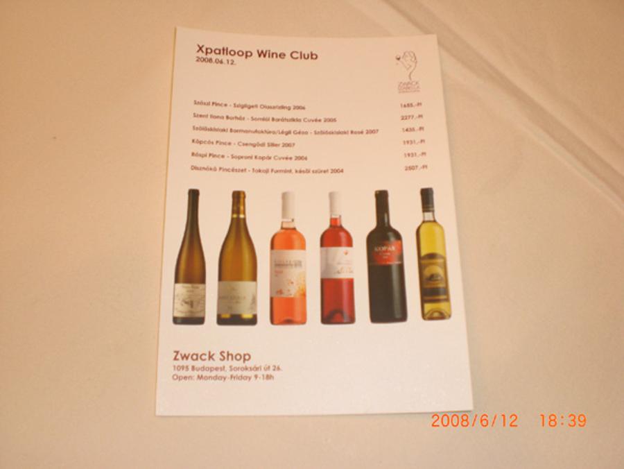 Xpat Wine Club With Izabella Zwack, Segal Restaurant, 12 June 2008