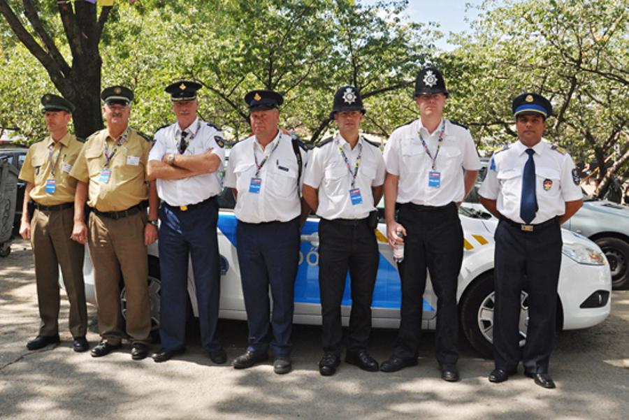 Hungarian And Foreigner Policemen At The 20th Sziget Festival In Budapest