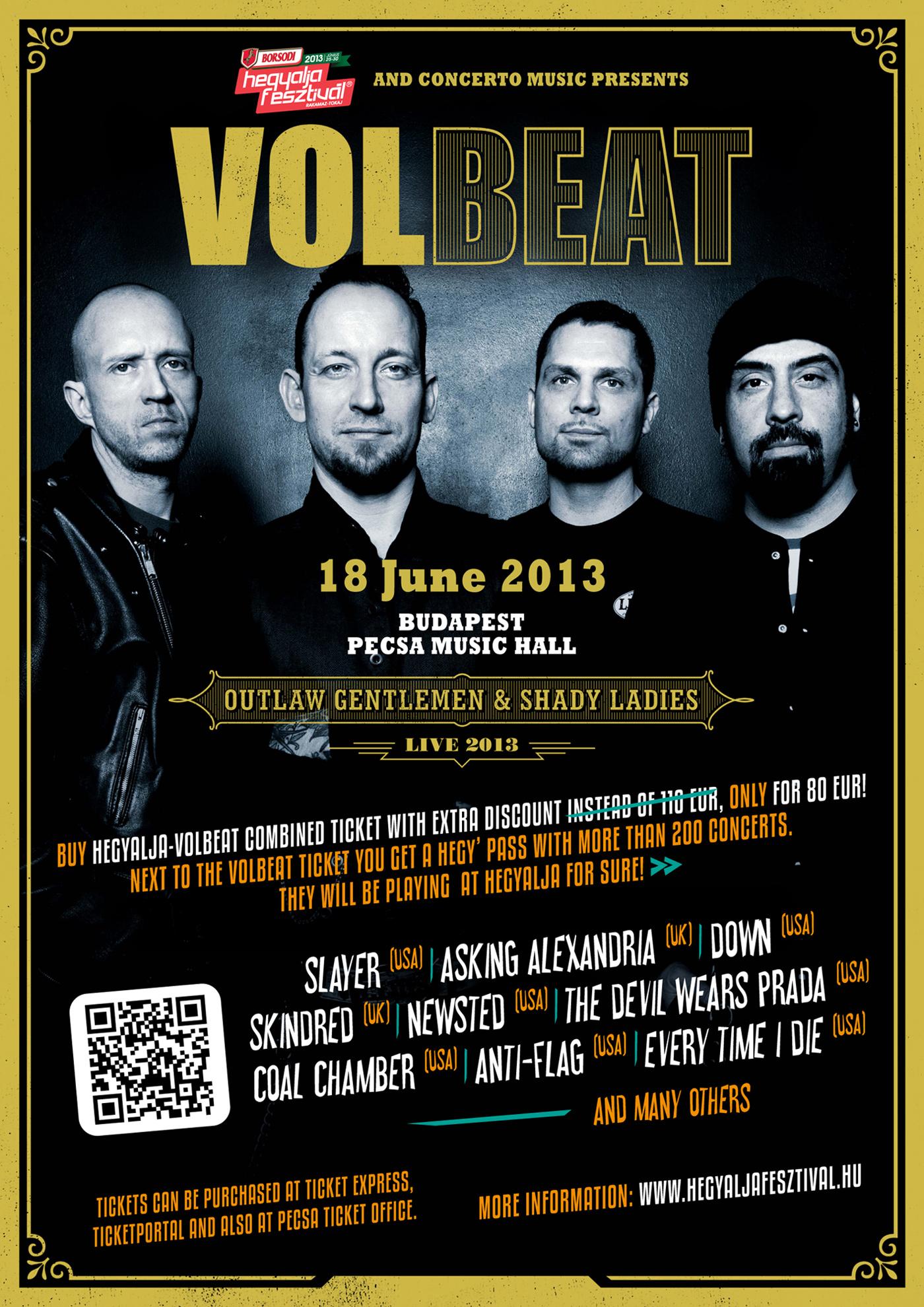 Volbeat & Hegyalja Festival Combined Tickets For 35 Euro Off