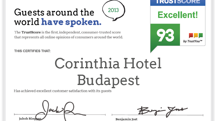 Corinthia Hotel Budapest Receives Dotcomhotel Award