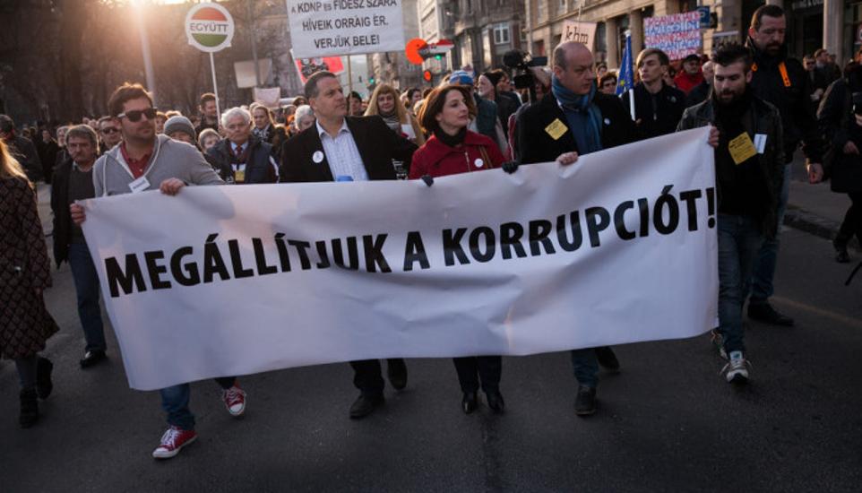 Thousands March In Budapest Against Corruption