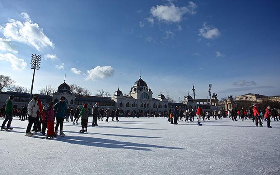 Outdoor Ice Rink In Budapest City Park Open